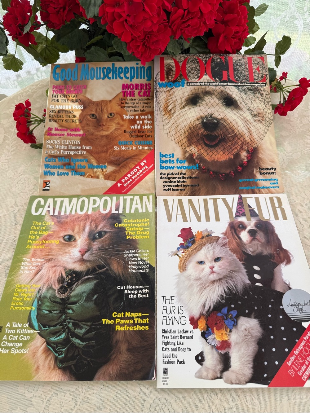 4 VINTAGE PARODY, PET MAGAZINES/CATS AND DOG.